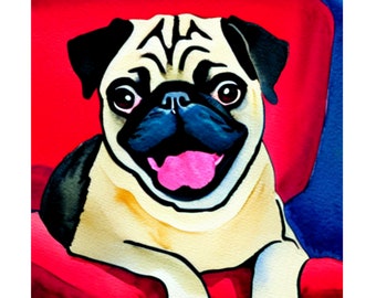 Watercolor Dog Prints Wall Art Pug Pet Posters, Girls Boys Teen Room Decor Custom Wall Art Watercolour Dog Posters Canine
