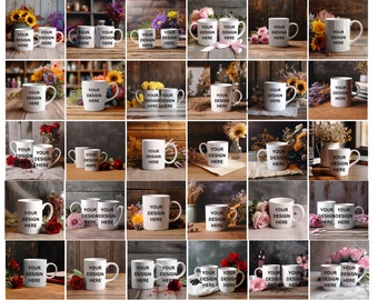 60 Mug MockUps Coffee Cup Mock up Bundle modern Mock Up Photograph Styled Stock Photo Template flower Coffee Cup Mockup JPG Digital Download