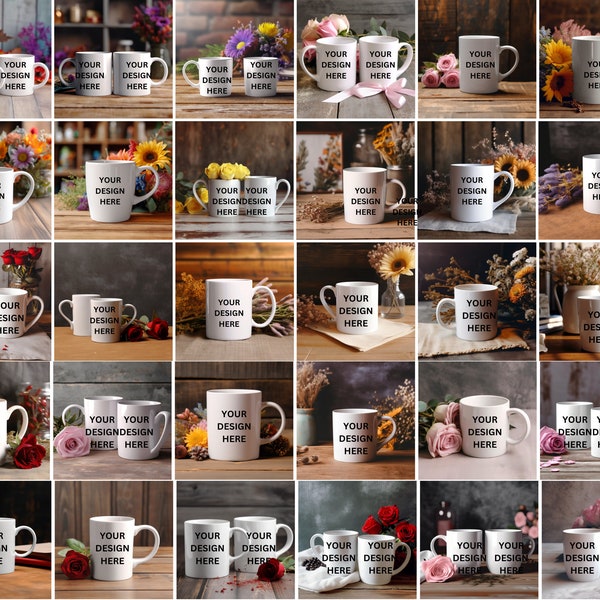 60 Mug MockUps Coffee Cup Mock up Bundle modern Mock Up Photograph Styled Stock Photo Template flower Coffee Cup Mockup JPG Digital Download
