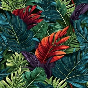 Tropical Jungle Leaves Seamless Pattern High Quality Print Repeat Digital Paper Tropical Floral Printable Design