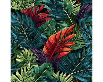 Tropical Jungle Leaves Seamless Pattern High Quality Print Repeat Digital Paper Tropical Floral Printable Design