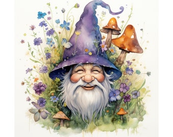 Mushroom Gnome PNG Clipart Cute Gonk Christmas Birthday Stickers Decal Tumbler Sublimation Watercolor Tags Wall Art Digital Print