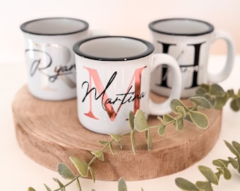 Tasse | Kaffeetasse | personalisiert | Name | Geschenkidee Männer / Frauen | Geschenk | Geburtstag | Einzug | Becher | Emaille-Look