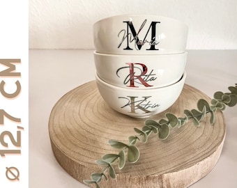 Personalisierte Schüssel beklebt mit Namen | Müslischale | Suppentasse | Schälchen | Geschenkidee | Geschenk | Geburtstag | Einzug