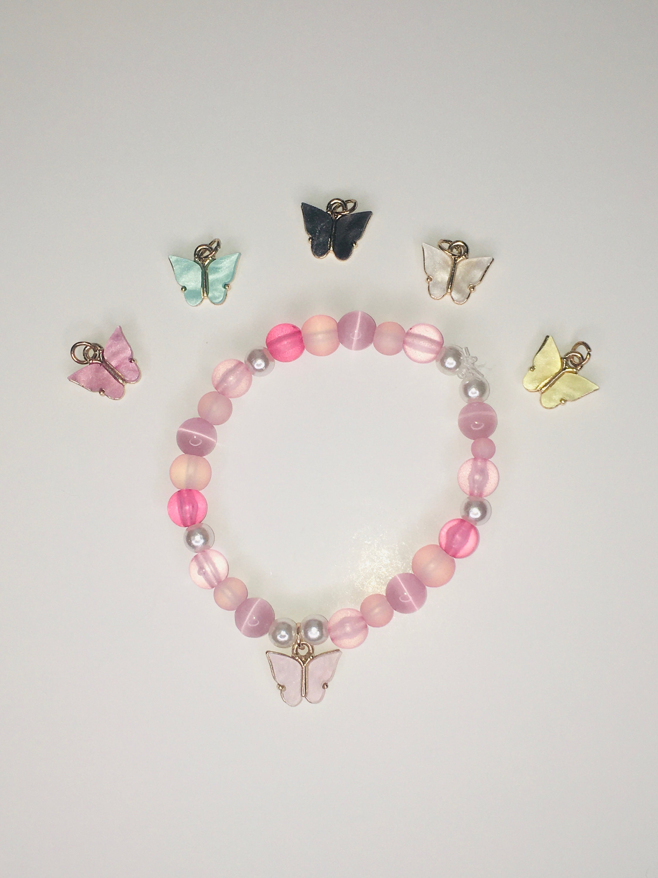 Pastel or Any Colored of Beads With Colorful Butterflies - Etsy