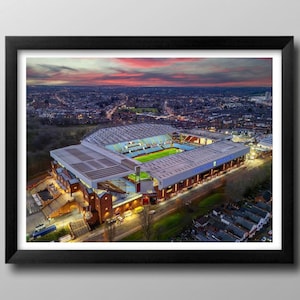 Regalos del Aston Villa, impresión enmarcada del estadio Villa Park. Arte mural, póster, club de fútbol, recuerdos, The Villans. West Midlands.