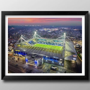 Preston North End Geschenke, Deepdale Stadion gerahmter Druck. Poster, Fanartikel, Fussballverein. Lancashire.