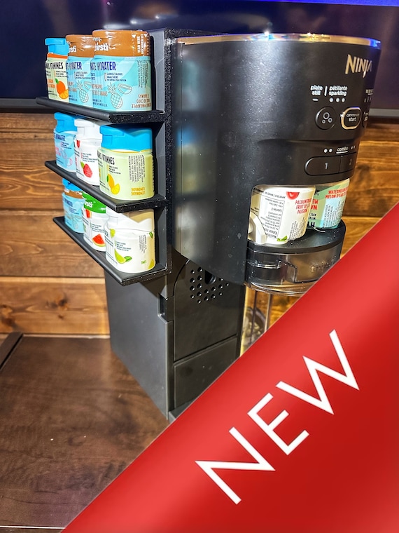 Flavor Storage Holder For Ninja Thirsti - 4-Tier Organizer Holds 20 Pods, Includes Straw Storage, Space-Saving Side Mount