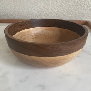 Striped Maple and Walnut Wood Bowl