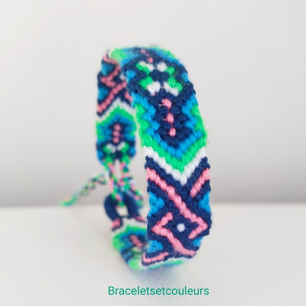 Bracelet brésilien multicolore, motifs floraux, printaniers, cadeau femme, adolescente