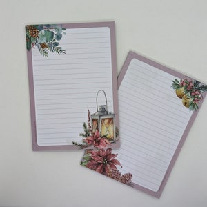 Bloc de papier à lettres A5 imprimé et ligné des deux côtés « Étoile de Noël », papier à motifs, bloc-notes, bloc-notes, DIN A5, Noël