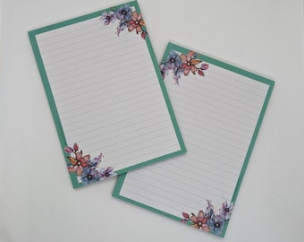 Letter paper pad A5 printed on both sides and lined "blossoms", motif paper, notepad, letter pad, DIN A5