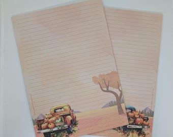 A4 writing paper pad printed on both sides and lined "Pumpkin Car", 50 sheets per pad, motif paper, notepad, letter pad, DIN A4, autumn