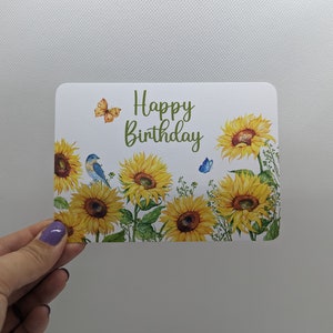 Geburtstagskarte "Sonnenblumen", DIN A6, Grußkarte, Postkarte Geburtstag, Glückwunschkarte, Happy Birthday