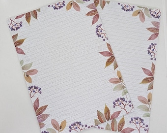 A4 stationery pad, printed and lined on both sides, "Autumn", 50 sheets per pad, patterned paper, notepad, letter pad, autumn, leaves
