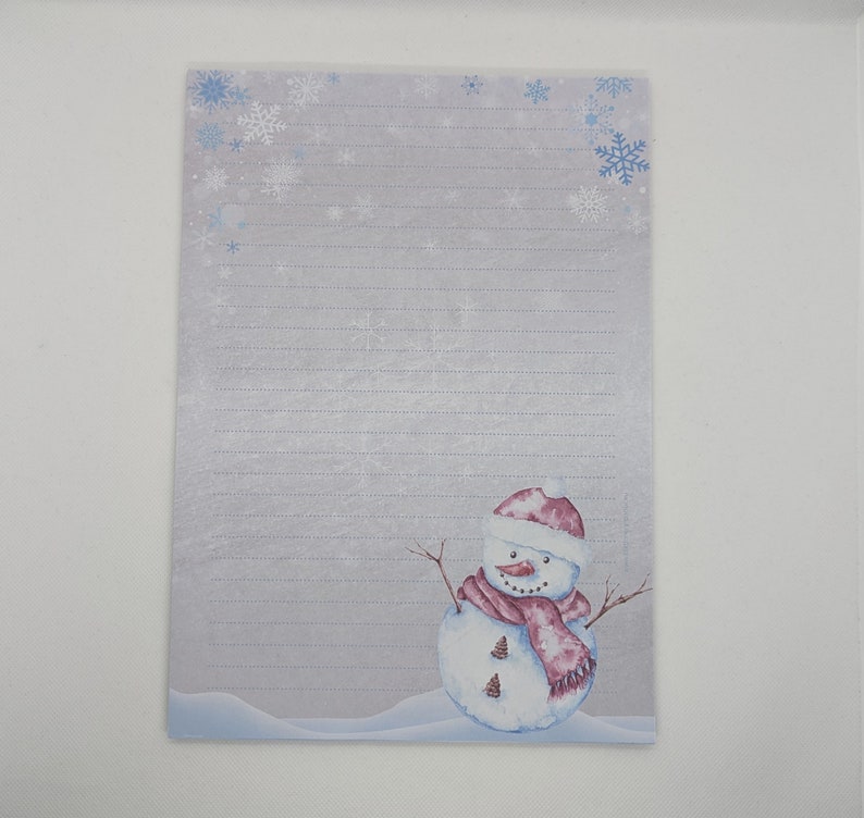 Papier à lettre A4 imprimé et ligné des deux côtés Bonhomme de neige, 50 feuilles par bloc, papier à motifs, bloc-notes, bloc-notes, DIN A4 image 3