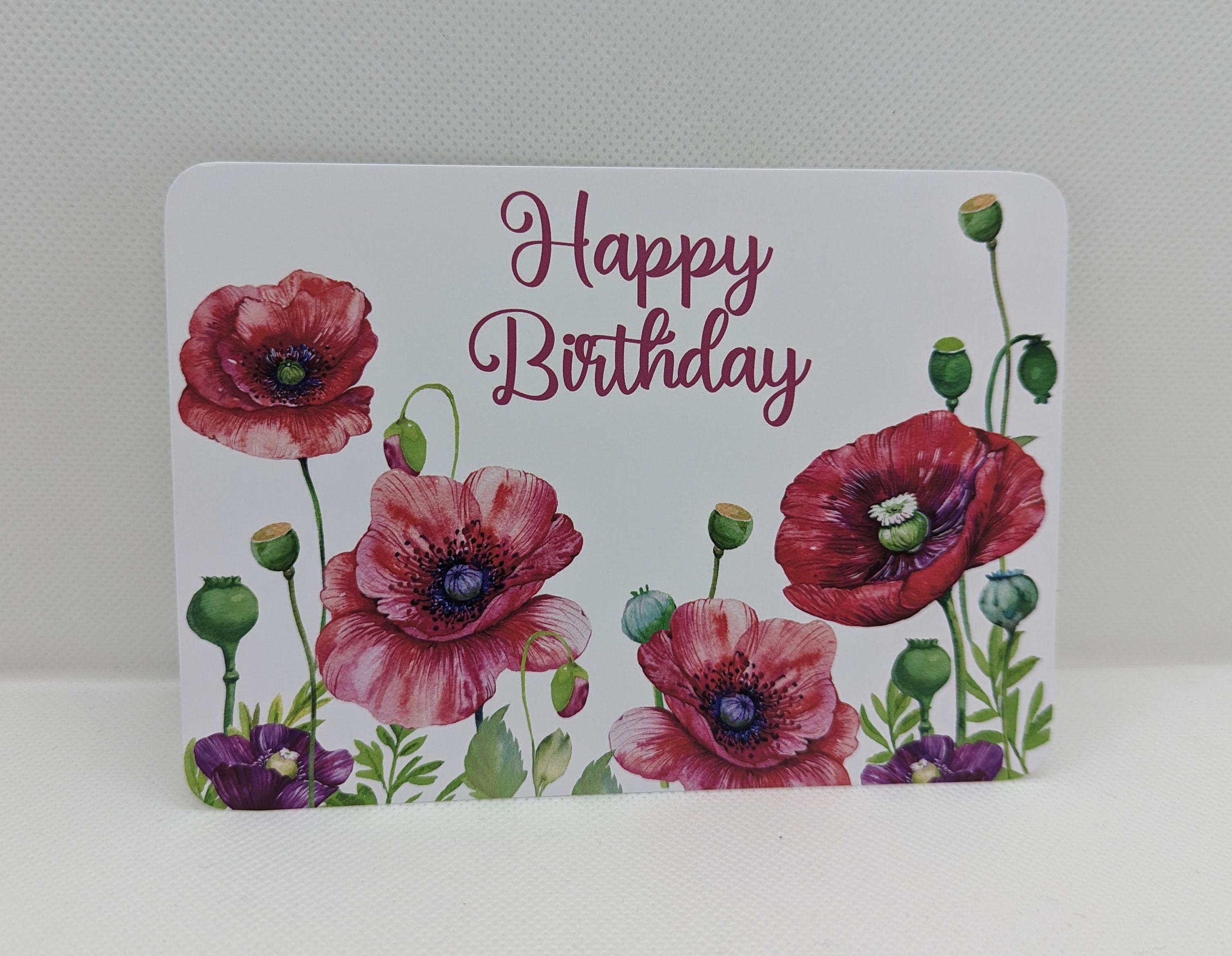 WBdesignz Biglietto Di Auguri Di Compleanno Floreale - Formato DIN A6, Carta Premium 300g/m², Con Busta In Carta Kraft, Design Elegante