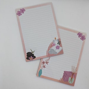 Briefpapier Block A5 beidseitig bedruckt und liniert "Wellness", Motivpapier, Notizblock, Briefblock, DIN A5