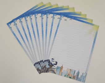 Feuilles de papier à lettres A5, motif « Pigeon voyageur », imprimées recto verso et lignées, en paquets de 10 et 20, format DIN A5, papier à lettres, papier à écrire, animaux