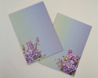 Writing paper block A5 printed and lined on both sides "Lilac", motif paper, notepad, letter pad, DIN A5, writing paper, flowers, spring