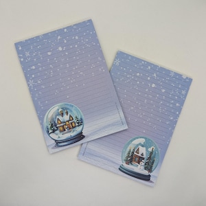Briefpapier Block A5 beidseitig bedruckt und liniert "Schneekugel", Notizblock, Briefblock, DIN A5, Briefpapier, Winter