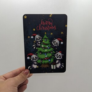 Postkarte "Waschbären", DIN A6, Grußkarte Weihnachten, Weihnachtskarte