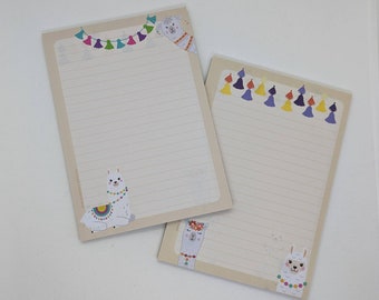 Writing paper block A5 printed and lined on both sides "Alpaca", motif paper, notepad, letter pad, DIN A5, writing paper for children