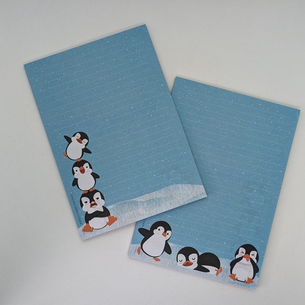 Briefpapier Block A5 beidseitig bedruckt und liniert "Pinguine", Motivpapier, Notizblock, Briefblock, DIN A5