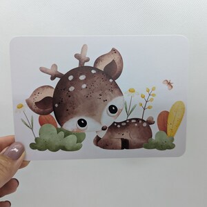 Carte postale « Cerf », DIN A6, carte de vœux d'automne, carte postale avec des animaux mignons