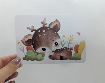 Carte postale « Cerf », DIN A6, carte de vœux d'automne, carte postale avec de jolis animaux