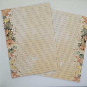 Blocco da lettere A4 stampato fronte-retro e a righe "Foglie autunnali", 50 fogli per blocco, carta con motivi, blocco note, blocco per lettere, DIN A4