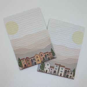 Briefpapier Block A5 beidseitig bedruckt und liniert "Häuserreihe", Notizblock, Briefblock, DIN A5, Briefpapier, Schreibblock, Italien