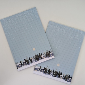 Blocco di carta da lettere A5 stampato e rigato su entrambi i lati "Winterdorf", carta con motivi, blocco note, blocco lettere, DIN A5