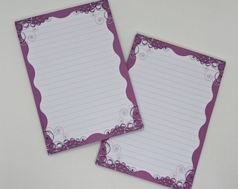 Bloc-notes A5, imprimé et ligné recto verso, motif « Romance », papier à motifs, bloc-notes, format A5, papier à lettres ligné
