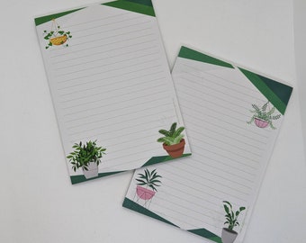 Writing paper block A5 printed and lined on both sides "green plants", motif paper, notepad, letter pad, DIN A5, plants