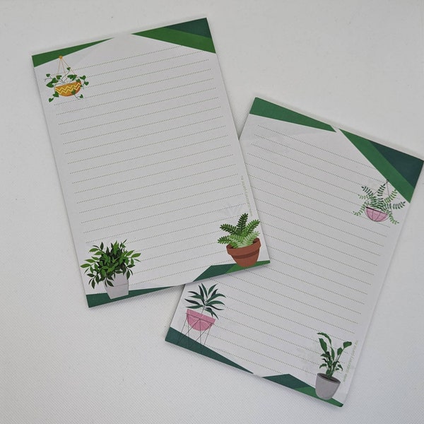 Briefpapier Block A5 beidseitig bedruckt und liniert "Grünpflanzen", Motivpapier, Notizblock, Briefblock, DIN A5, Pflanzen