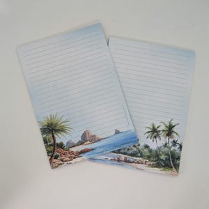 Briefpapier Block A5 beidseitig bedruckt und liniert "Traumstrand", Notizblock, Briefblock, DIN A5, Briefpapier, Sommer, Urlaub