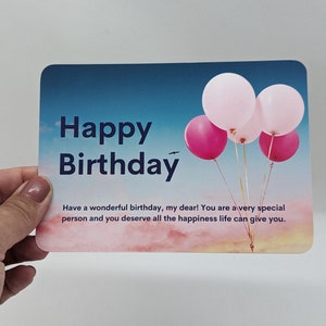 Tarjeta de felicitación, postal, tarjeta de cumpleaños, DIN A6, rayada, Feliz cumpleaños "¡Feliz cumpleaños! ¡Que tengas un maravilloso cumpleaños!"