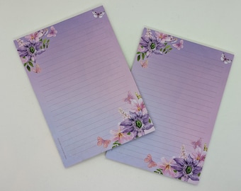 Letter paper pad A5, printed and lined on both sides, "Butterflies" design, motif paper, notepad, letter pad, DIN A5