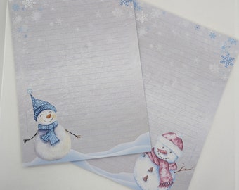 A4 writing paper pad printed and lined on both sides "Snowman", 50 sheets per pad, motif paper, notepad, letter pad, DIN A4