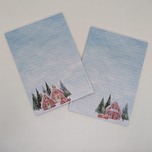 Briefpapierblok A5 dubbelzijdig bedrukt en gelinieerd "Winterhäuser", notitieblok, briefblok, DIN A5, briefpapier, winter