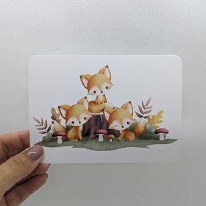 Postal "Zorros", DIN A6, tarjeta de felicitación otoño, otoño