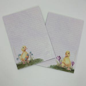 Schrijfpapierblok A5 aan beide zijden bedrukt en gelinieerd "kuikens", notitieblok, briefblok, DIN A5, briefpapier, lente, dieren