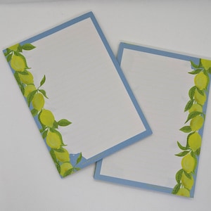 Briefpapier Block A5 beidseitig bedruckt und liniert "Zitronen", Motivpapier, Notizblock, Briefblock, DIN A5, sommerliches Briefpapier