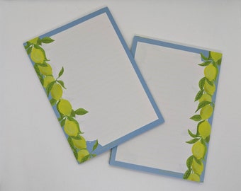 Bloc-notes A5, imprimé et ligné recto verso, motif « Citrons », papier à motifs, bloc-notes, format A5, papeterie estivale
