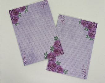 Schrijfpapierblok A5 dubbelzijdig bedrukt en gelinieerd "Chrysanten", notitieblok, briefblok, DIN A5, briefpapier, bloemen