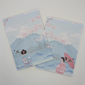 Briefpapier Block A5 beidseitig bedruckt und liniert "Japan", Notizblock, Briefblock, DIN A5, Briefpapier, Frühling, Urlaub, Kirschblüten