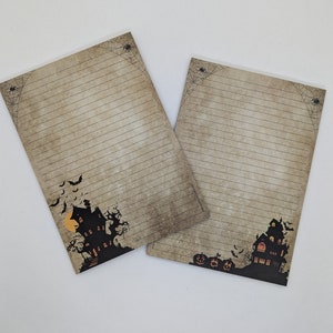Briefpapier Block A5 beidseitig bedruckt und liniert "Gruselhaus", Notizblock, Briefblock, DIN A5, Briefpapier, Halloween