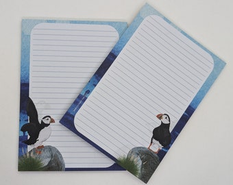 Letter paper pad A5 printed on both sides and lined "puffin", motif paper, notepad, letter pad, DIN A5
