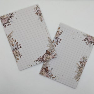 Writing paper block A5 printed and lined on both sides "Autumn flowers", motif paper, notepad, letter pad, DIN A5, writing paper with flowers